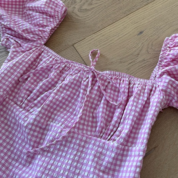 Zara Pink checkered gingham Dress Small - Picture 6 of 12